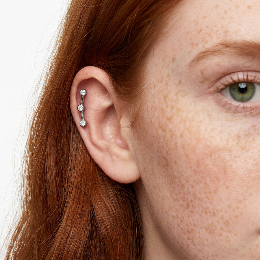 Piercing con zirconi in Acciaio Chirurgico 316L - Piercing per lobo, helix, forward helix, conch, flat, tragus