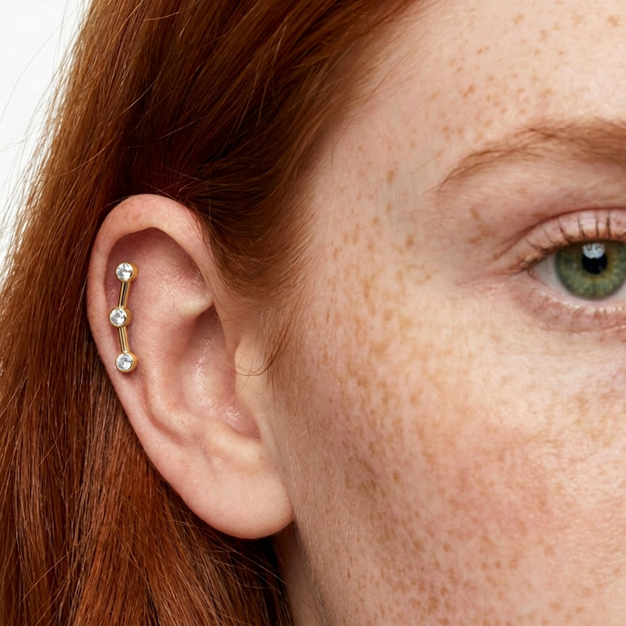 Piercing con zirconi in Acciaio Chirurgico 316L - Piercing per lobo, helix, forward helix, conch, flat, tragus