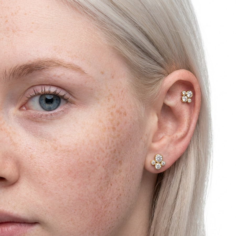 Piercing con zirconi in Acciaio Chirurgico 316L - Piercing per lobo, helix, forward helix, conch, flat, tragus