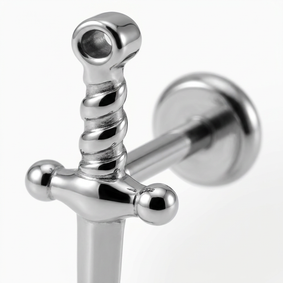 Piercing con spada in Acciaio Chirurgico 316L - Piercing per lobo, helix, forward helix, conch, flat, tragus