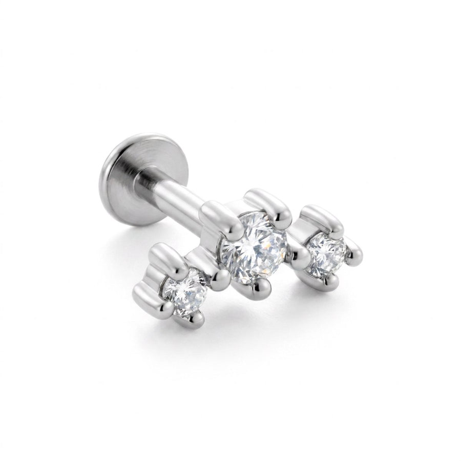 Barretta con tre zirconi in Acciaio Chirurgico 316L - Piercing per lobo, helix, forward helix, conch, flat, tragus
