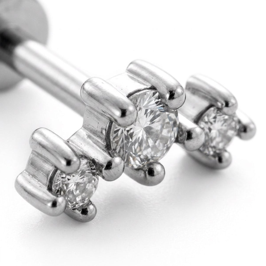 Barretta con tre zirconi in Acciaio Chirurgico 316L - Piercing per lobo, helix, forward helix, conch, flat, tragus