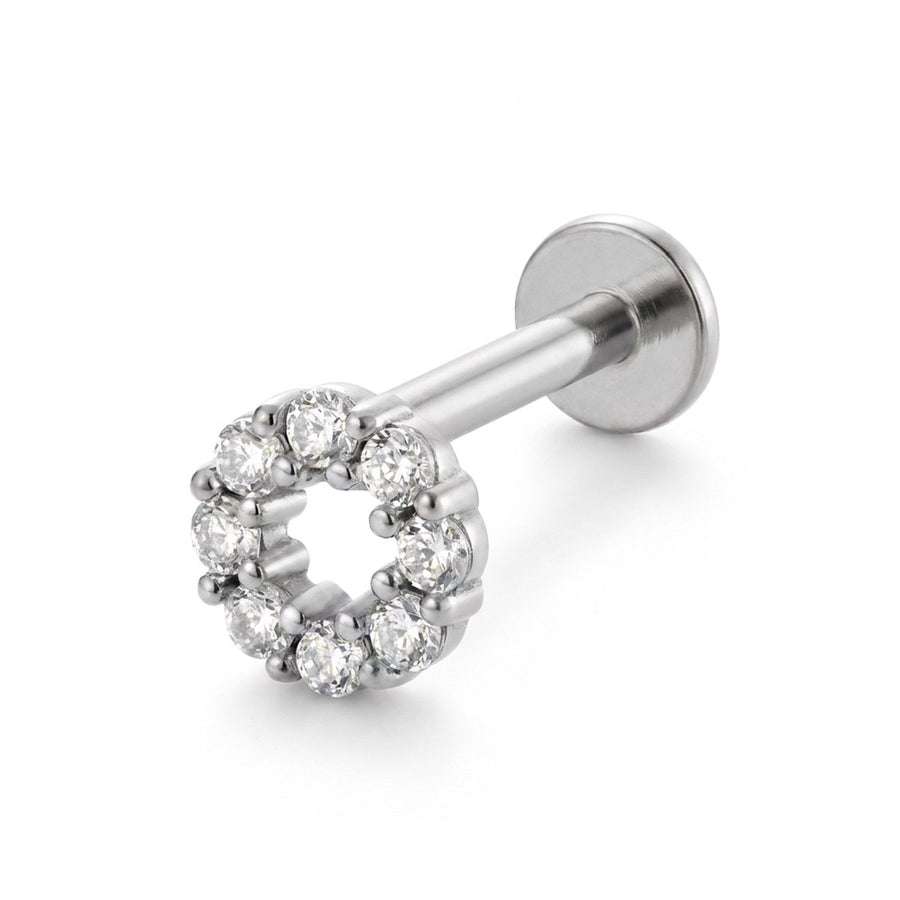 Barretta con cerchio di zirconi in Acciaio Chirurgico 316L - Piercing per lobo, helix, forward helix, conch, flat, tragus