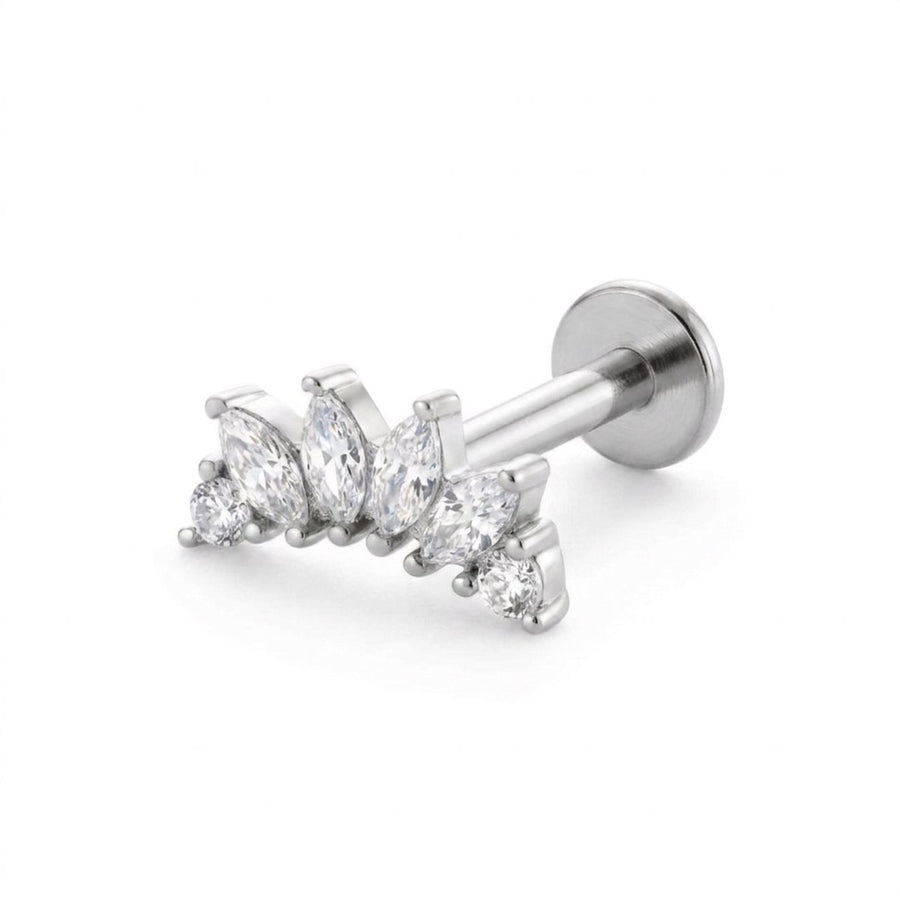 Barretta con sei zirconi in Acciaio Chirurgico 316L - Piercing per lobo, helix, forward helix, conch, flat, tragus