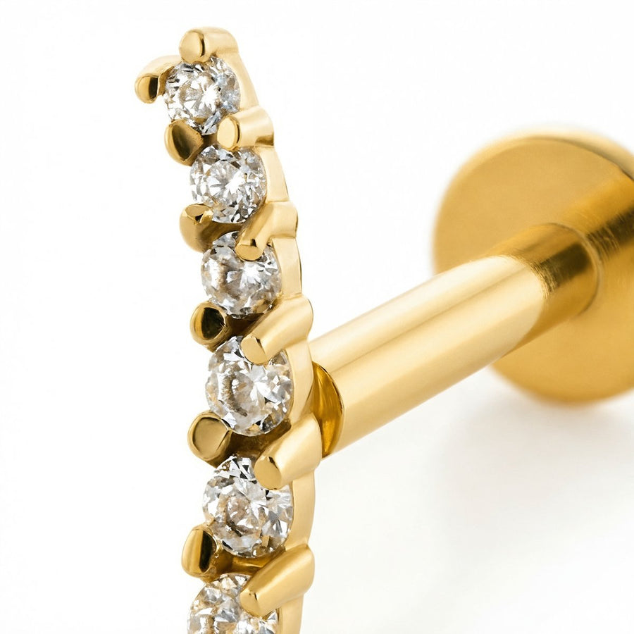 Barretta con sette zirconi in Acciaio Chirurgico 316L - Piercing per lobo, helix, forward helix, conch, flat, tragus