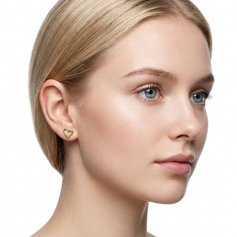 Piercing con cuore in Acciaio Chirurgico 316L - Piercing per lobo, helix, forward helix, conch, flat, tragus