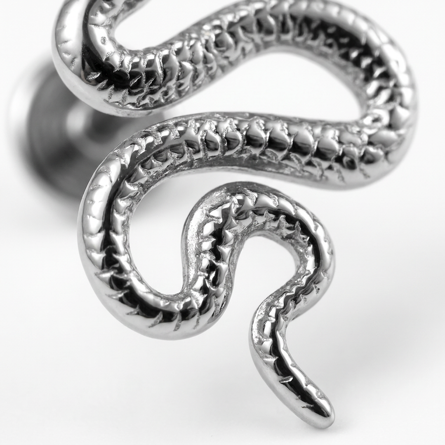 Piercing con serpente in Acciaio Chirurgico 316L - Piercing per lobo, helix, forward helix, conch, flat, tragus