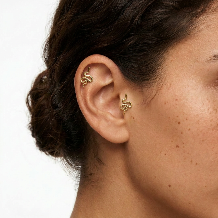 Piercing con serpente in Acciaio Chirurgico 316L - Piercing per lobo, helix, forward helix, conch, flat, tragus
