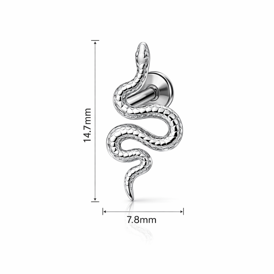 Piercing con serpente in Acciaio Chirurgico 316L - Piercing per lobo, helix, forward helix, conch, flat, tragus