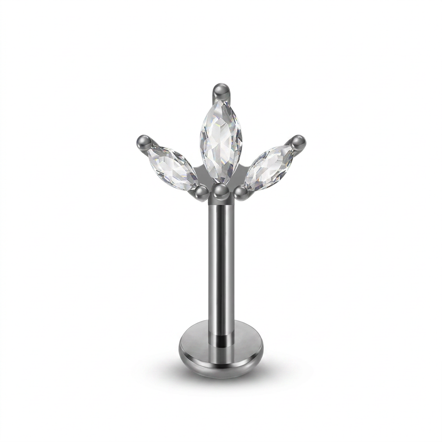 Piercing con tre zirconi in Acciaio Chirurgico 316L - Piercing per vertical helix