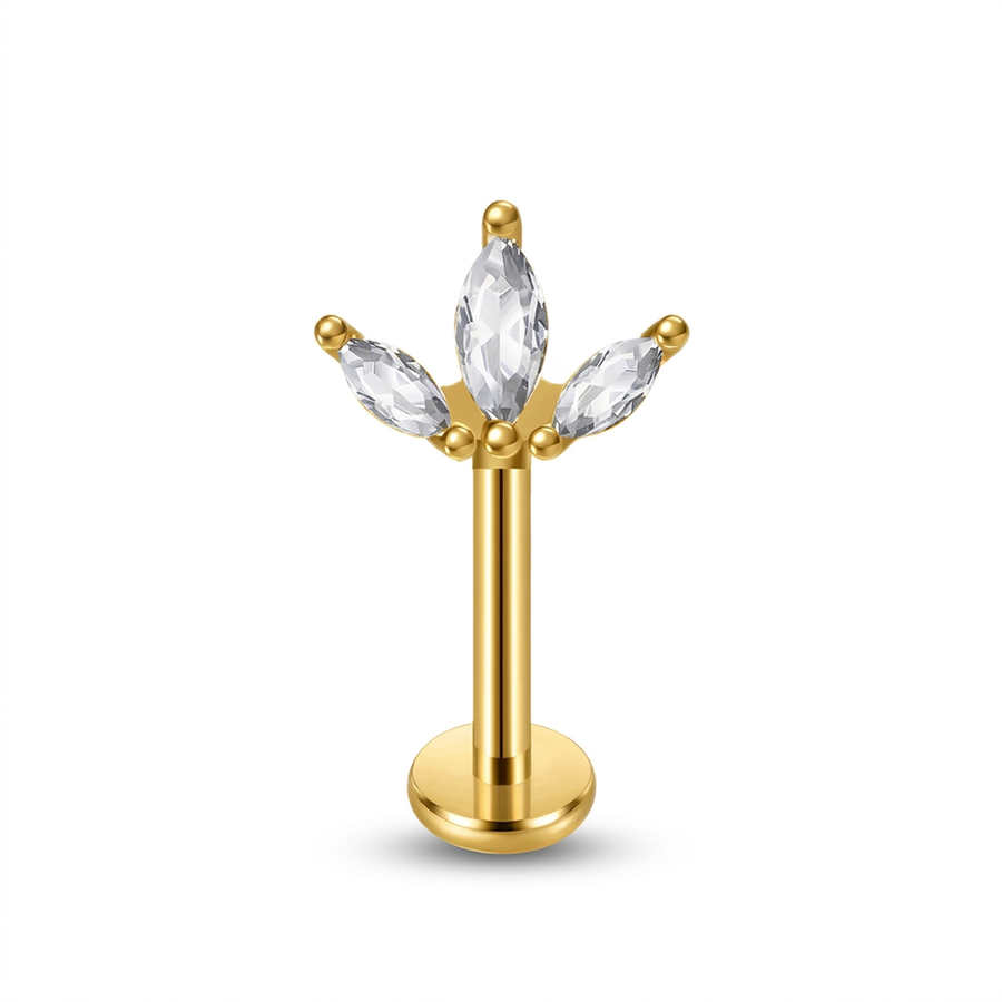 Piercing con tre zirconi in Acciaio Chirurgico 316L - Piercing per vertical helix