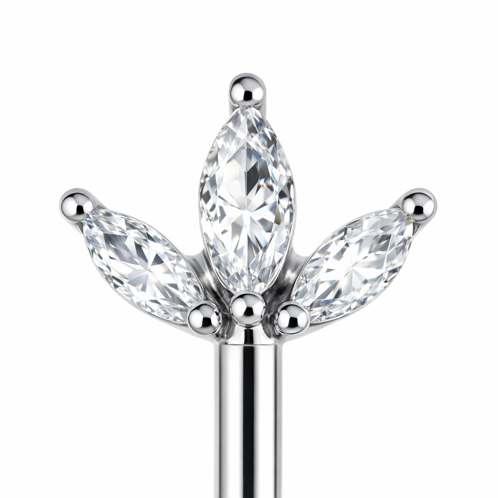 Piercing con tre zirconi in Acciaio Chirurgico 316L - Piercing per vertical helix