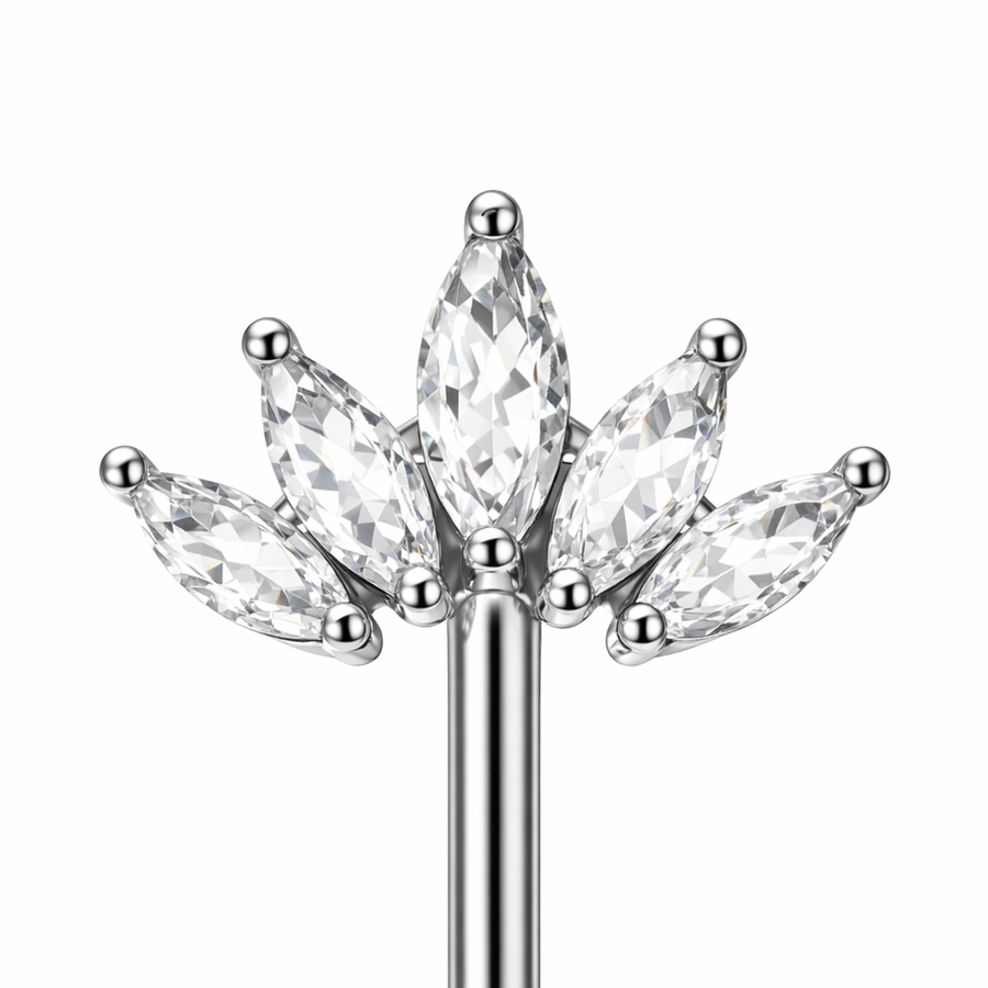 Piercing con cinque zirconi in Acciaio Chirurgico 316L - Piercing per vertical helix