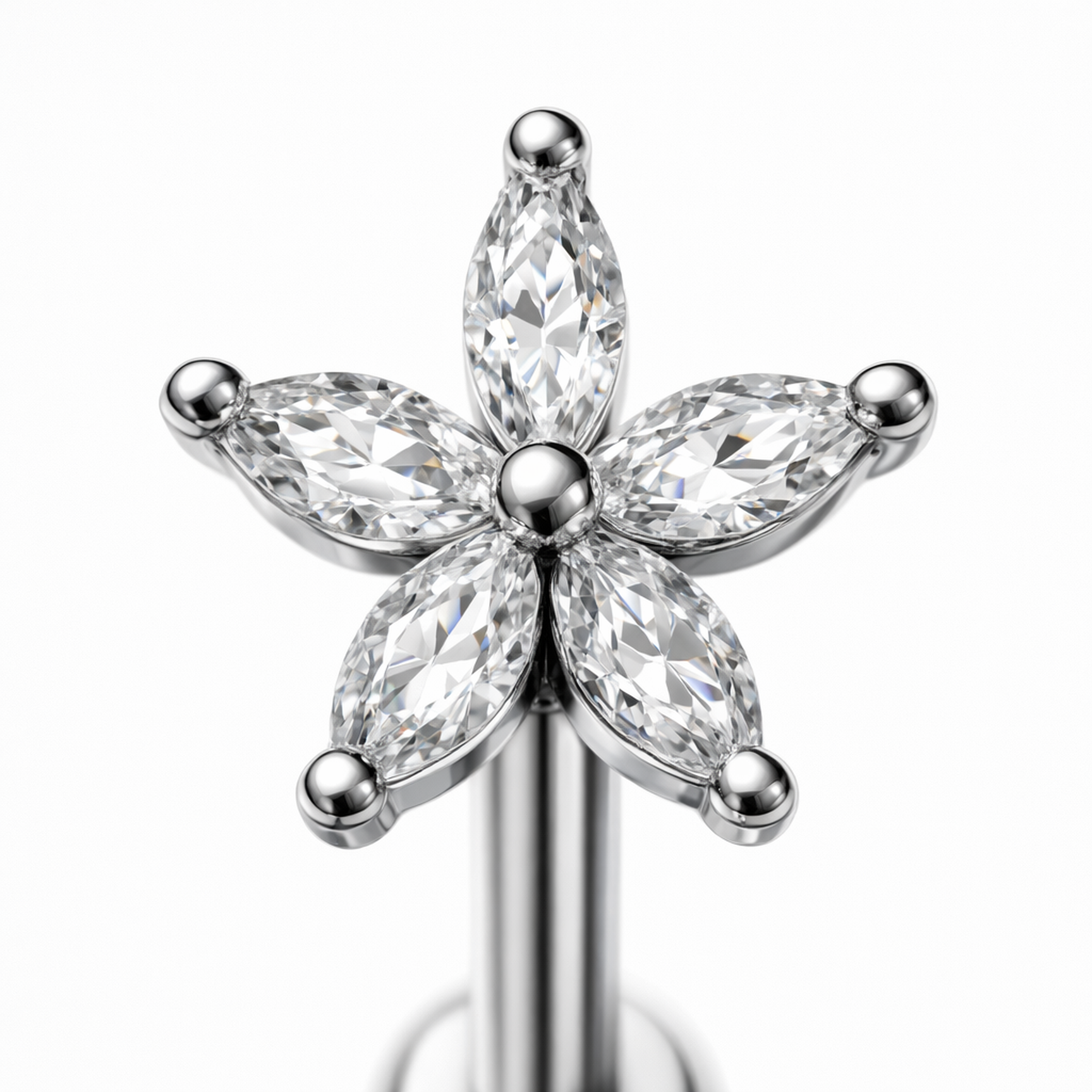 Piercing con fiore di zirconi in Acciaio Chirurgico 316L - Piercing per vertical helix