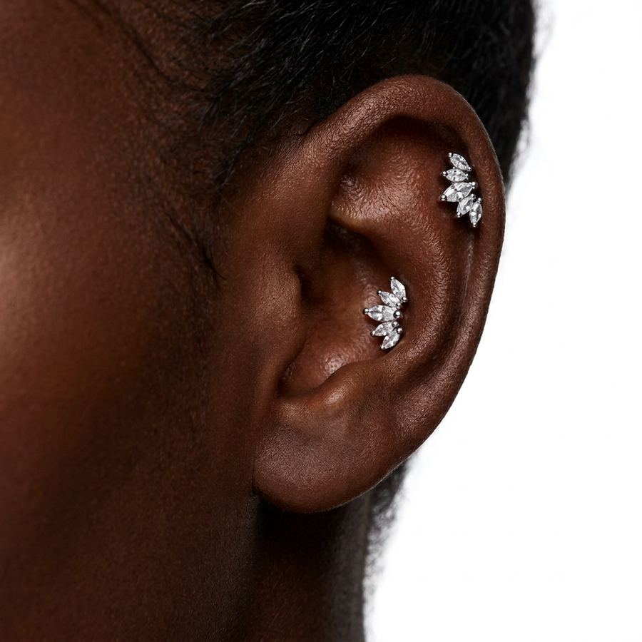 Piercing con cinque zirconi in Acciaio Chirurgico 316L - Piercing per vertical helix