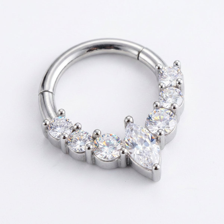 Cerchietto con zirconi a punta in Acciaio Chirurgico 316L - Piercing per lobo, helix, daith, septum