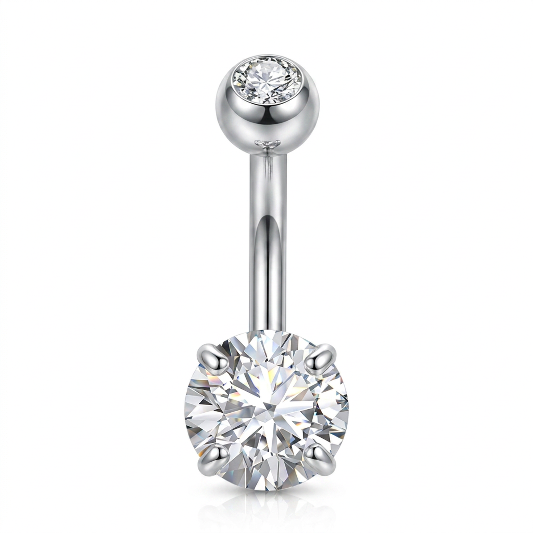 Piercing con zircone rotondo in Acciaio Chirurgico 316L - Piercing per ombelico