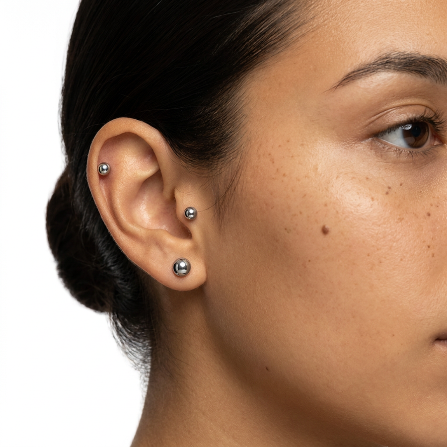 Labret con pallina in Acciaio Chirurgico 316L - Piercing per lobo, helix, forward helix, conch, flat, tragus, minimal, labret, medusa, monroe