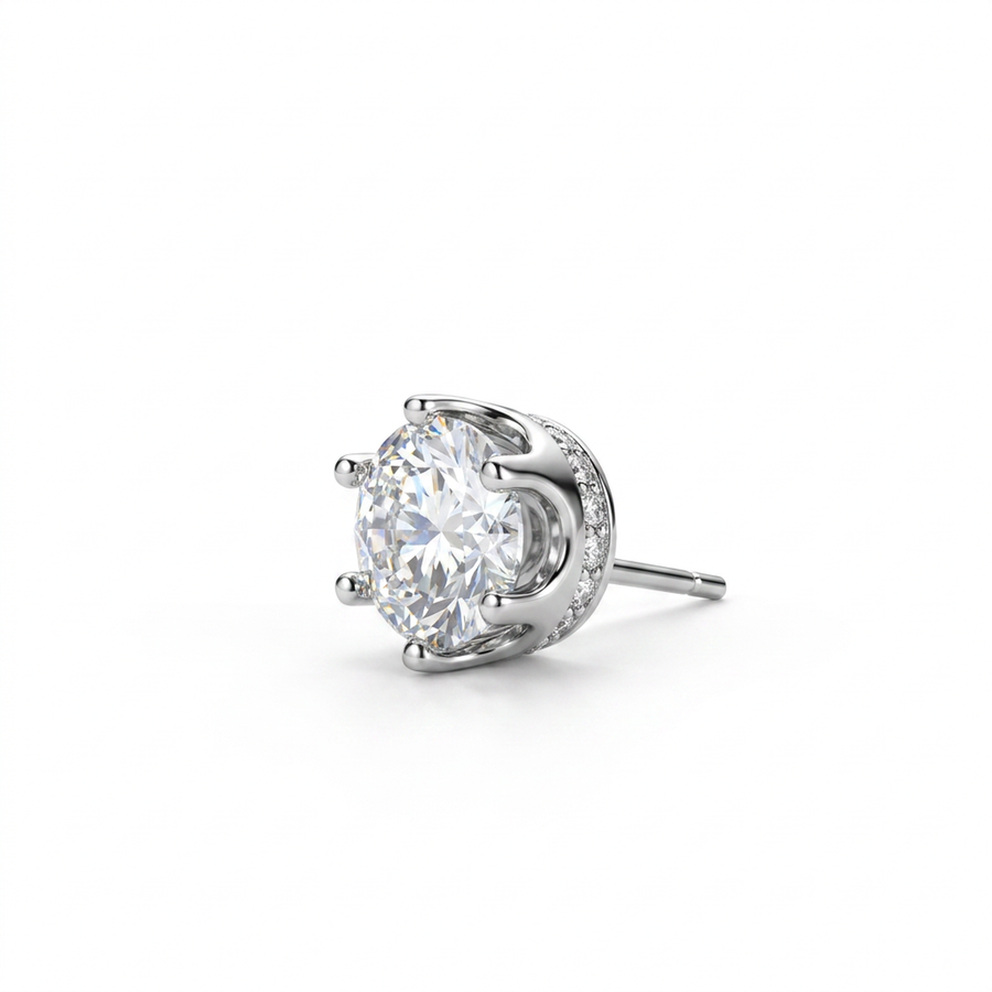 Cerchietto con zirconi a forma di croce in Argento 925 - Orecchino per lobo
