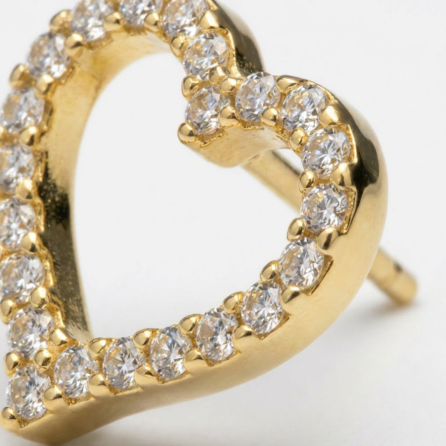 Orecchino a forma di cuore con zirconi con in Argento 925 - Orecchino per lobo