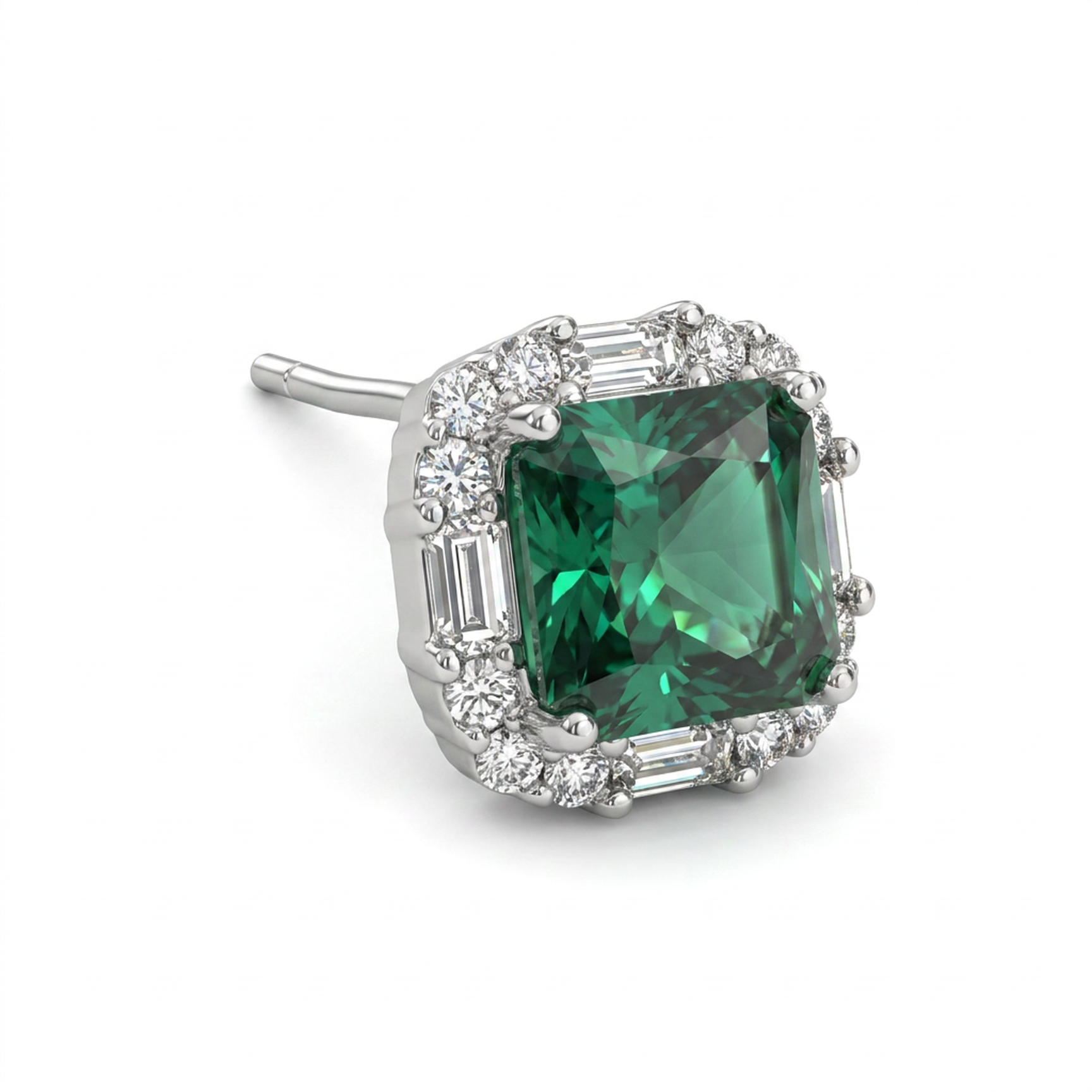Brillantino con zircone verde in Argento 925 - Orecchino per lobo