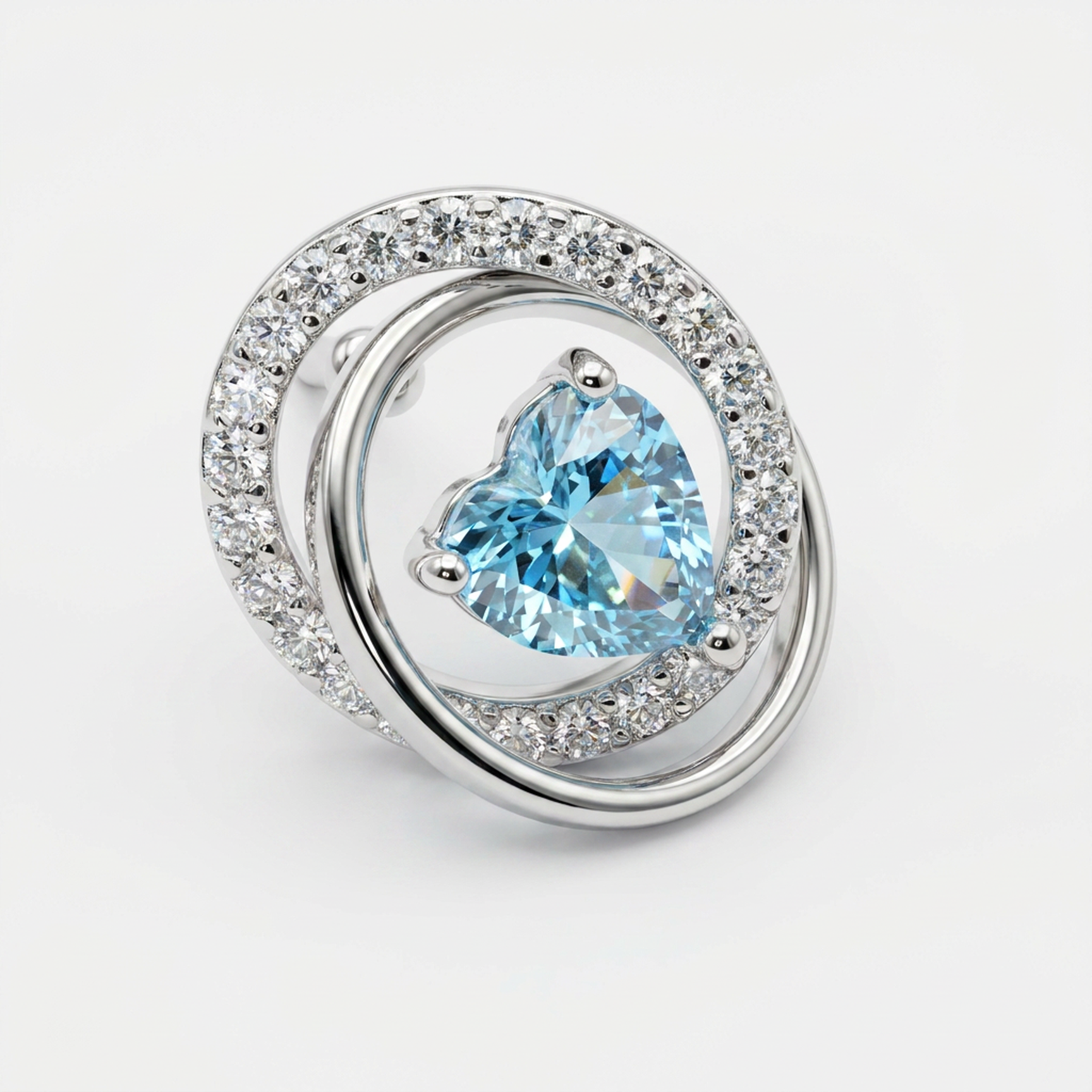 Brillantino intrecciato con zircone azzurro in Argento 925 - Orecchino per lobo