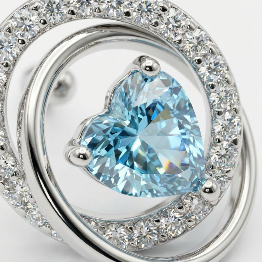 Brillantino intrecciato con zircone azzurro in Argento 925 - Orecchino per lobo