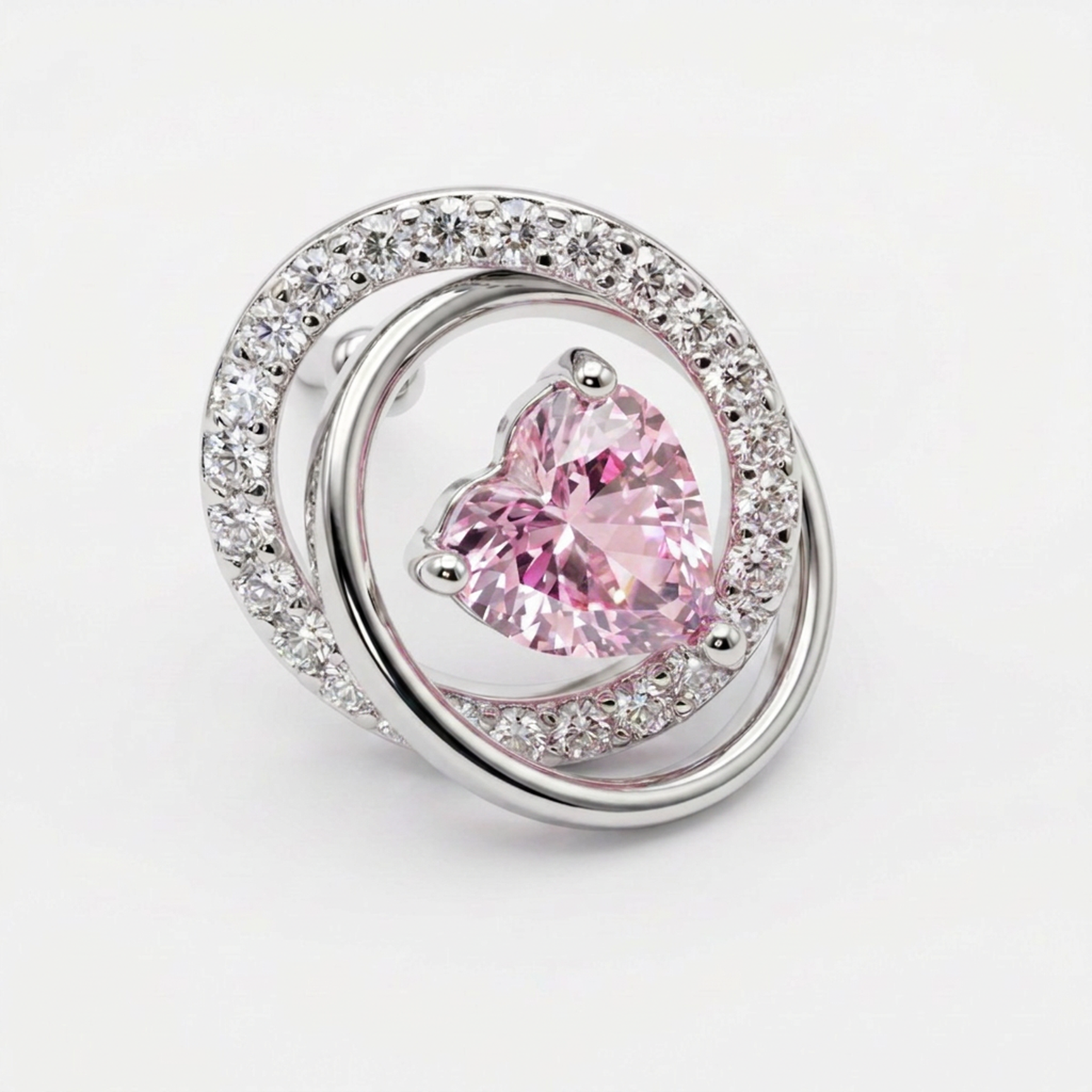 Brillantino intrecciato con zircone rosa in Argento 925 - Orecchino per lobo