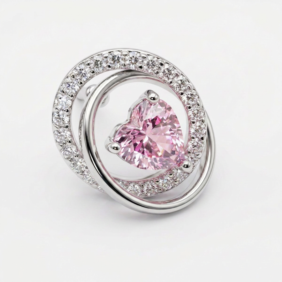 Brillantino intrecciato con zircone rosa in Argento 925 - Orecchino per lobo
