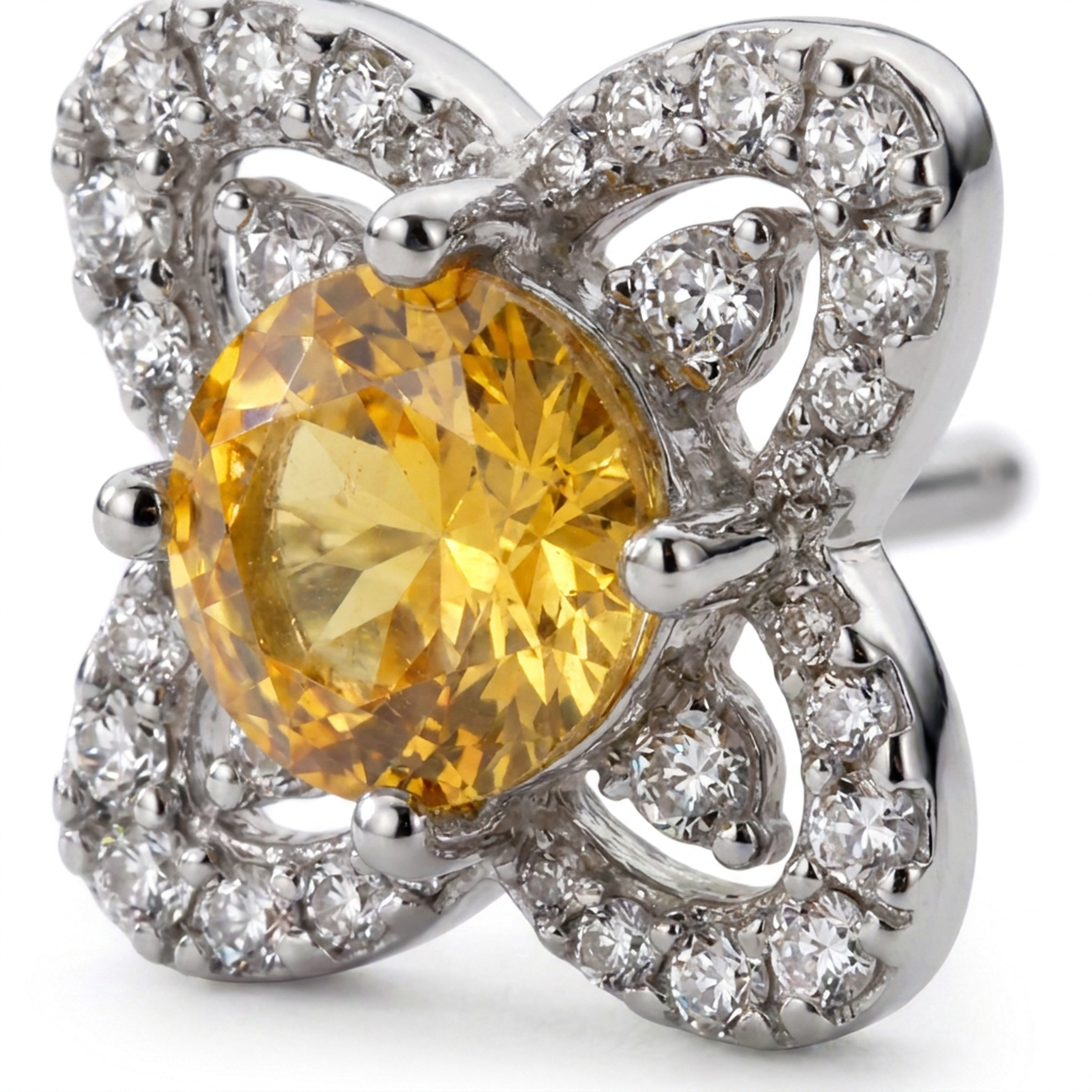 Orecchino con zircone giallo in Argento 925 - Orecchino per lobo