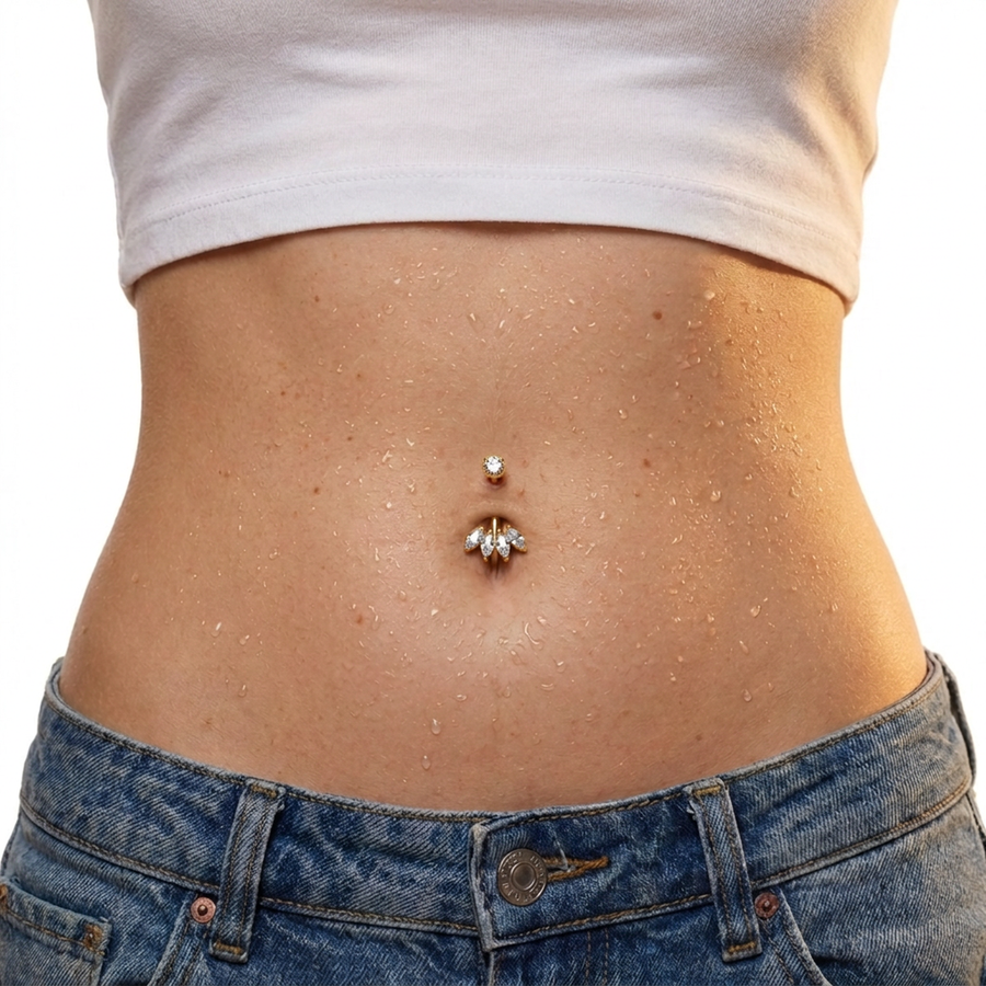 Piercing con zirconi in Titanio G23 - Piercing per ombelico