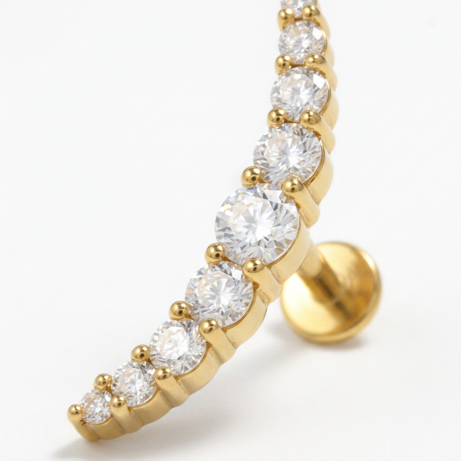 Piercing Helix Corona di Zirconi in Acciaio Chirurgico 316L
