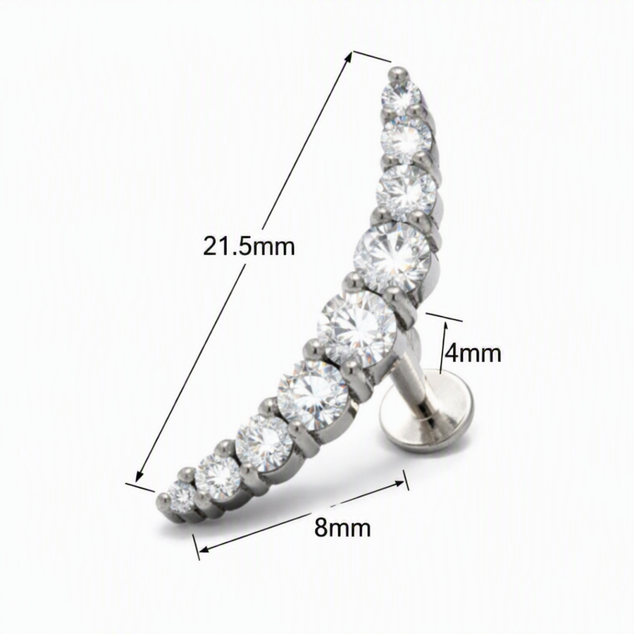 Piercing Helix Corona di Zirconi in Acciaio Chirurgico 316L