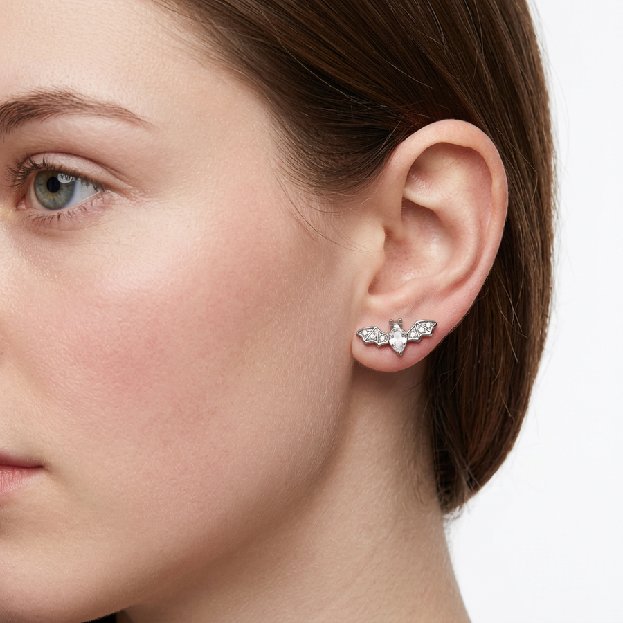 Piercing Pipistrello con Zirconi in Acciaio Chirurgico 316L
