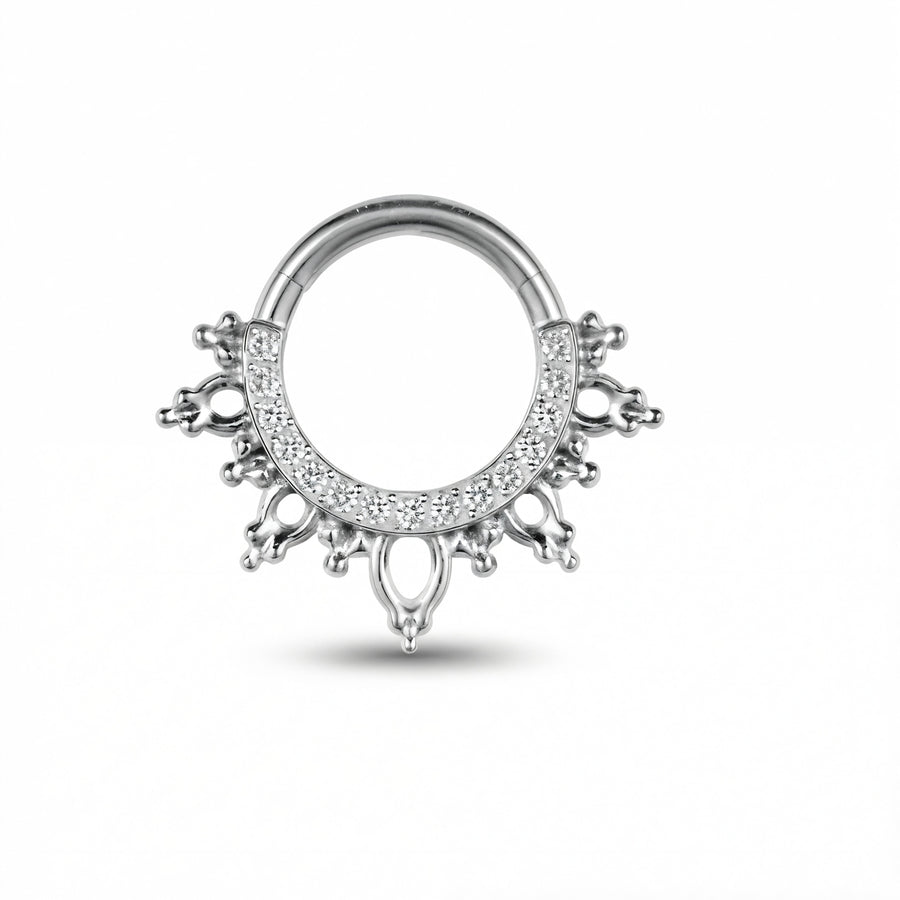 Piercing con zirconi e coroncina in Titanio G23 - Piercing per Lobo, helix, daith, septum