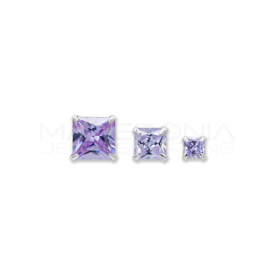 ORECCHINI CON ZIRCONE INCASTONATO IN ARGENTO 925 VIOLA