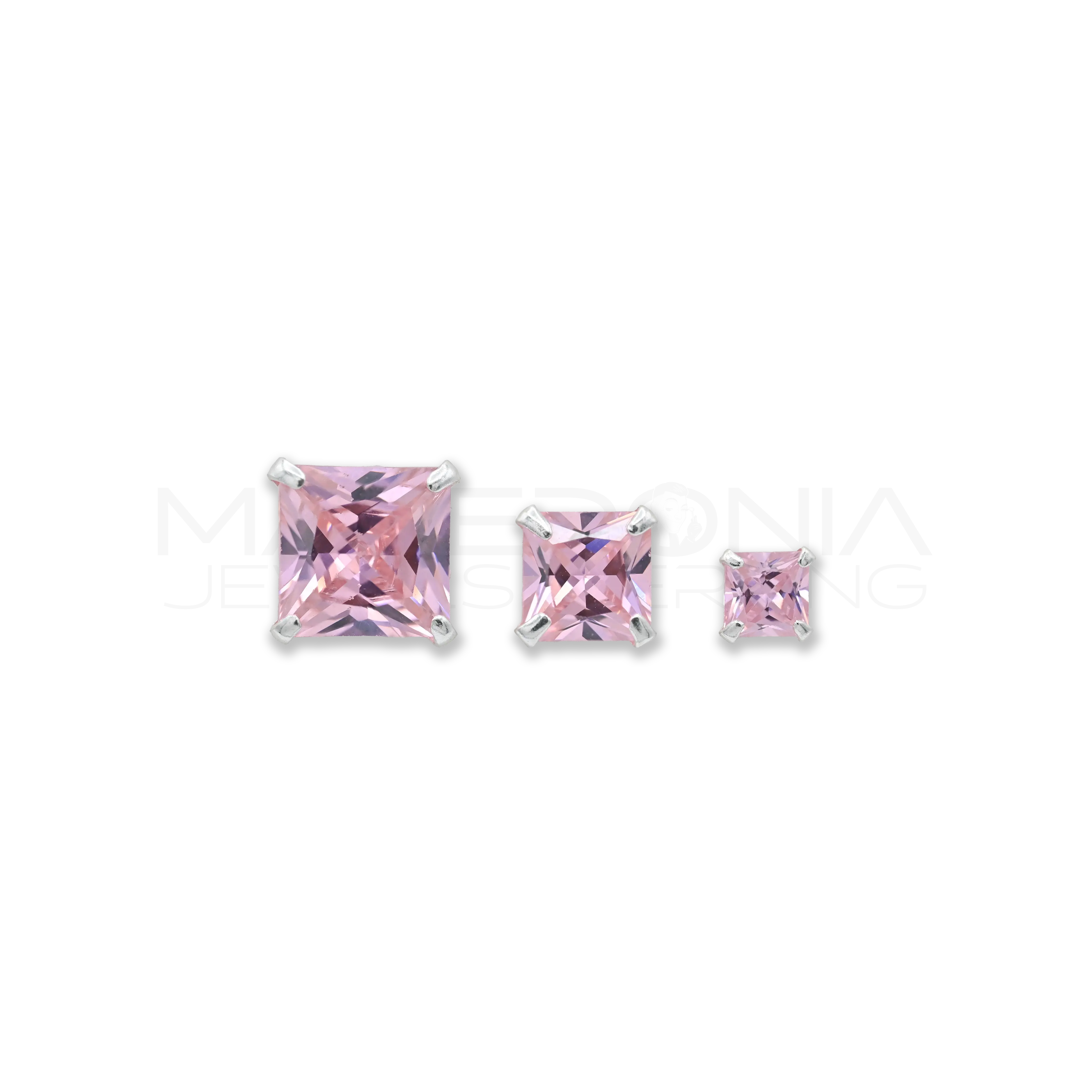 Orecchino Singolo con Zircone Incastonato Rosa in Argento 925