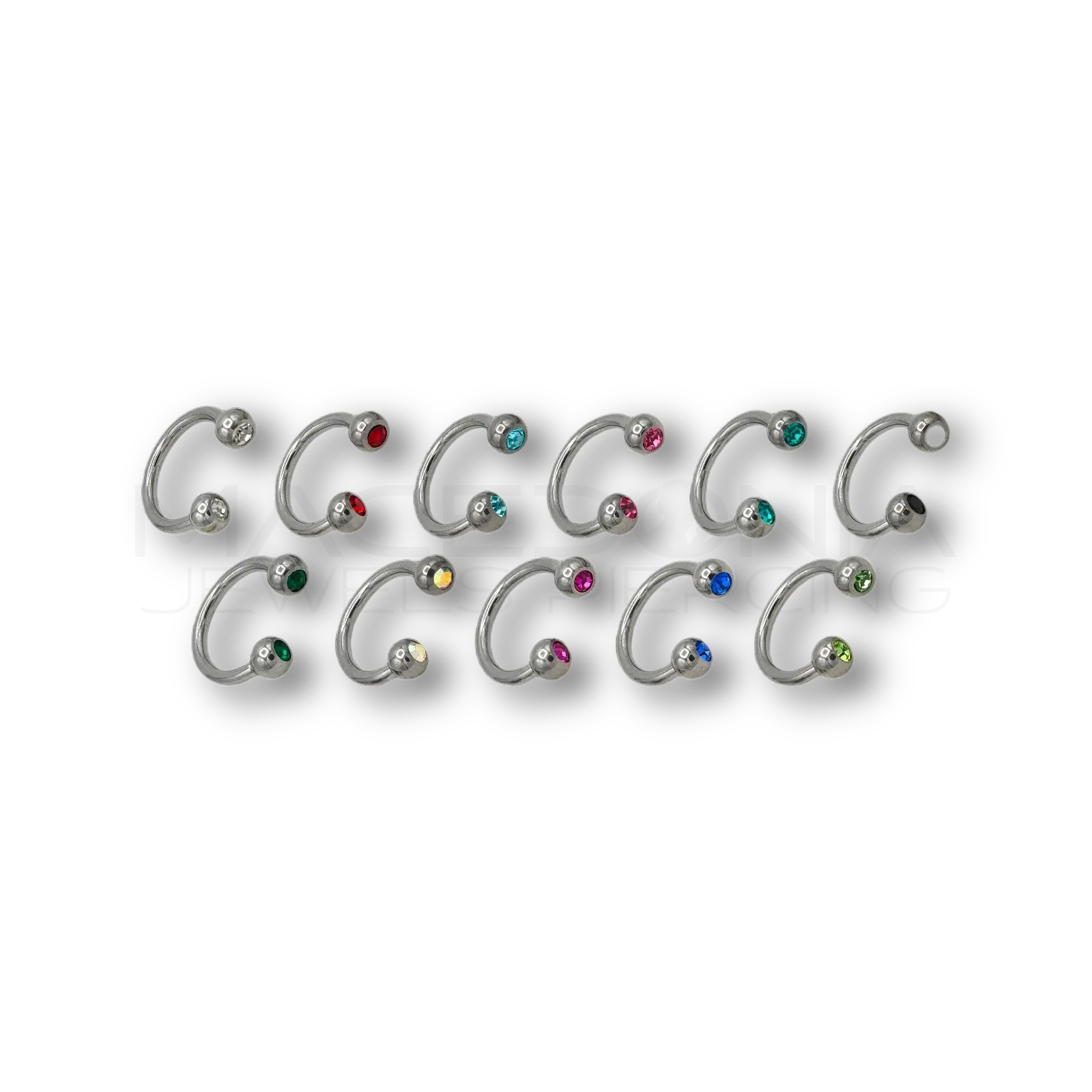 Piercing in acciaio chirurgico 316L con pallina da 3 mm e brillantini incastonati