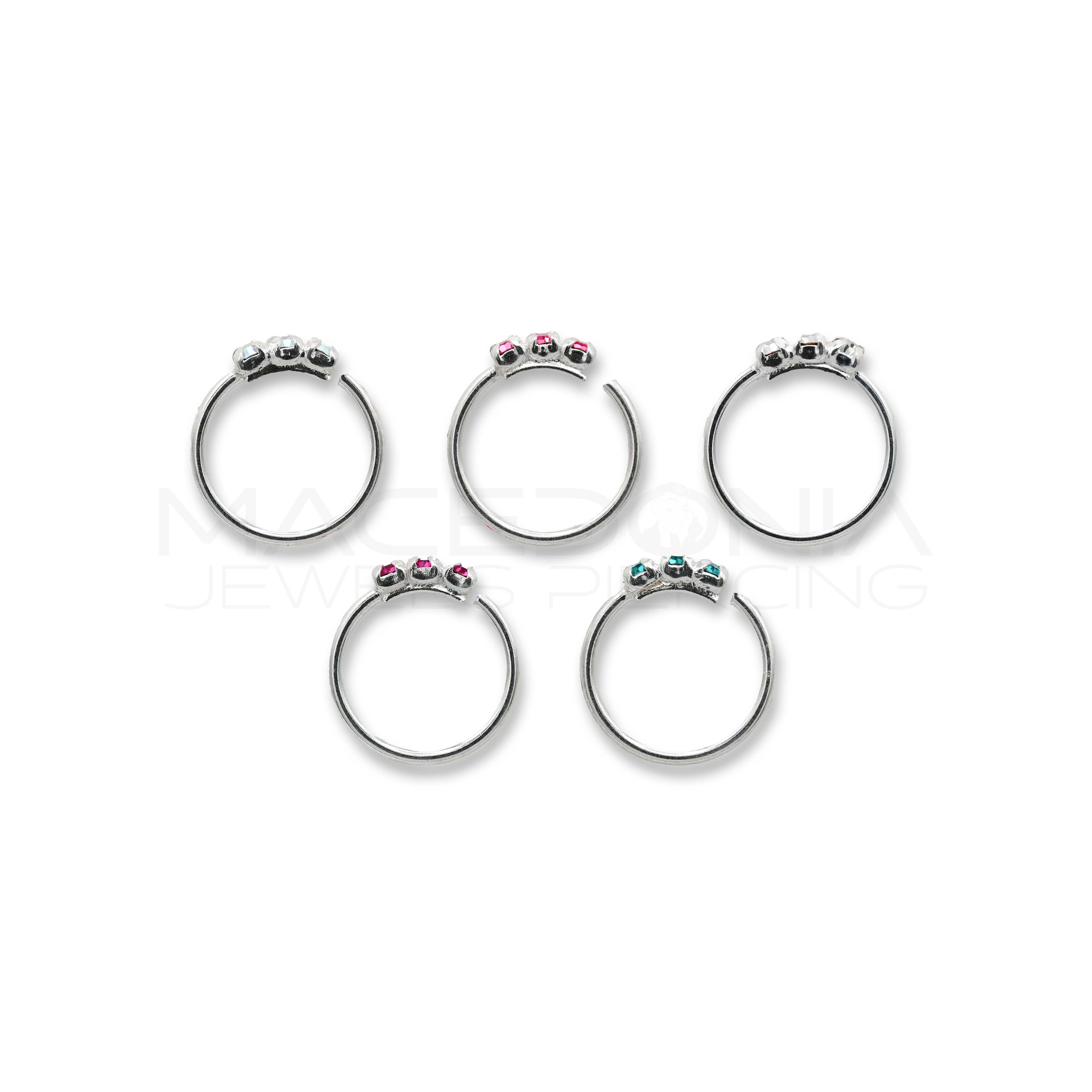 Nostril in Argento 925 con Tre Zirconi Incastonati