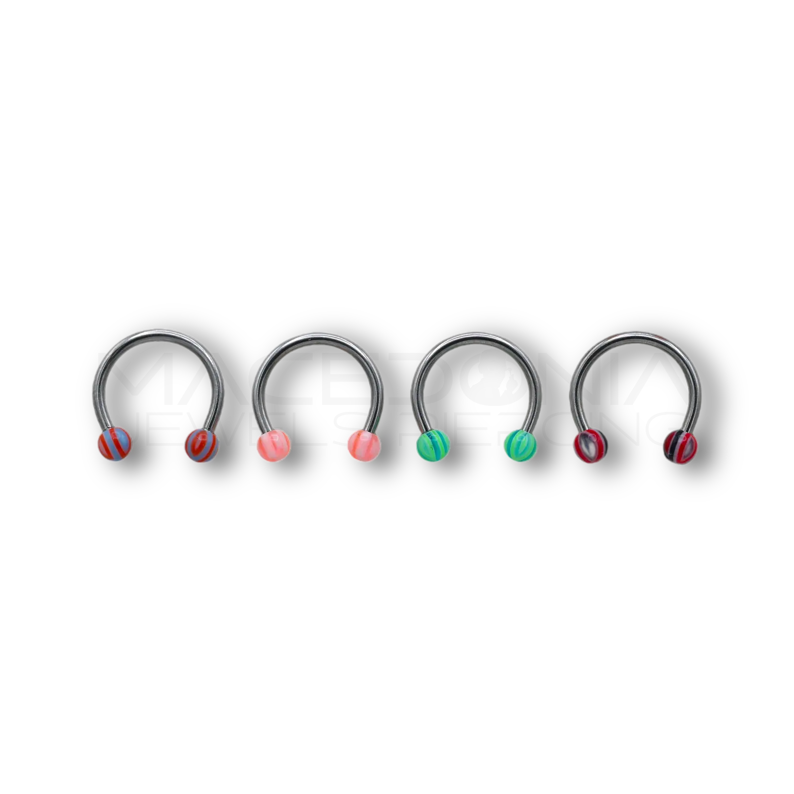 Piercing in acciaio chirurgico 316L con palline a strisce da 3 mm