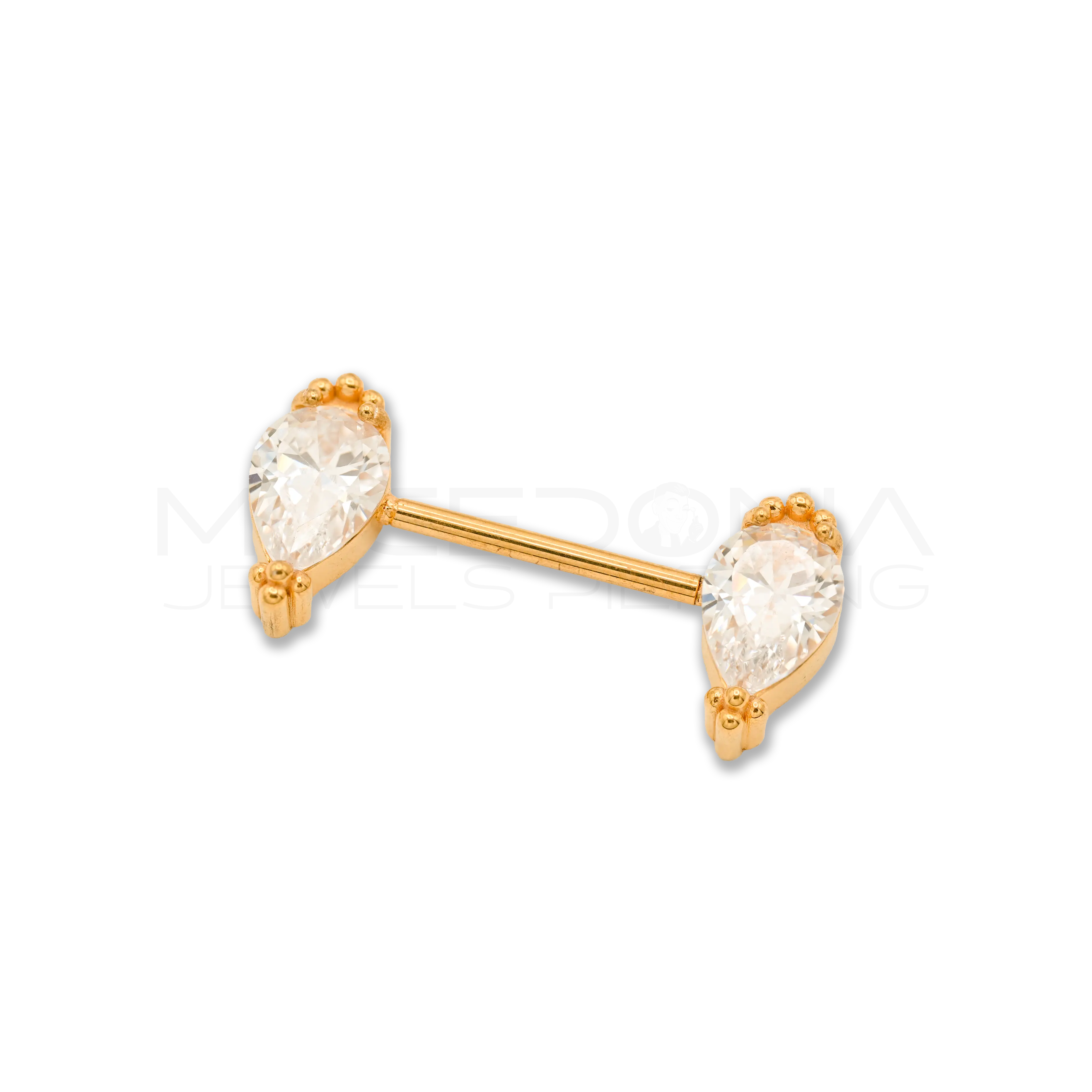 Piercing da Capezzolo in Acciaio Chirurgico 316L con Zircone e Palline