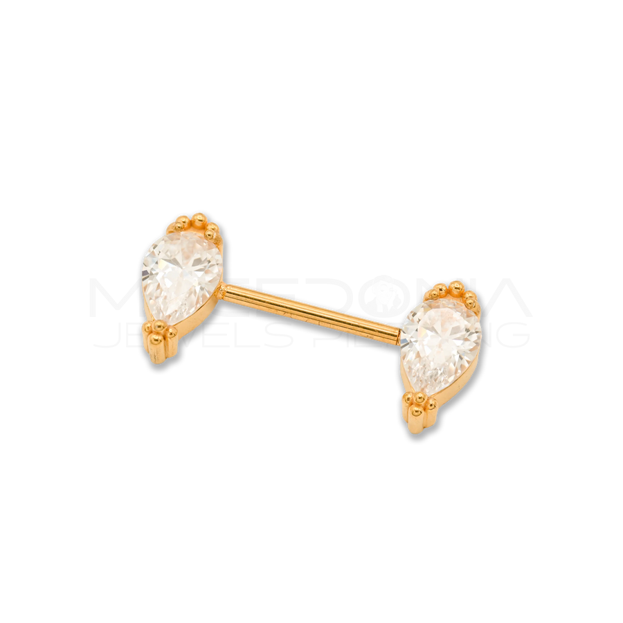 Piercing da Capezzolo in Acciaio Chirurgico 316L con Zircone e Palline