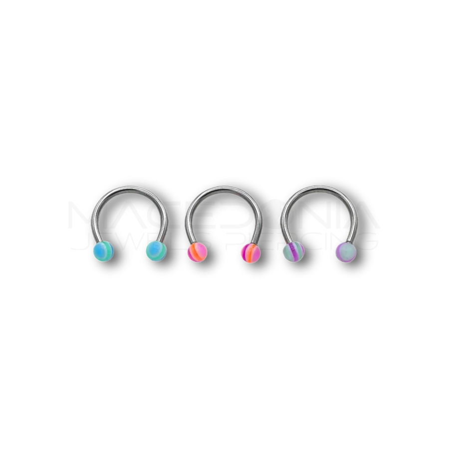 Piercing in acciaio chirurgico 316L con palline a strisce da 3 mm