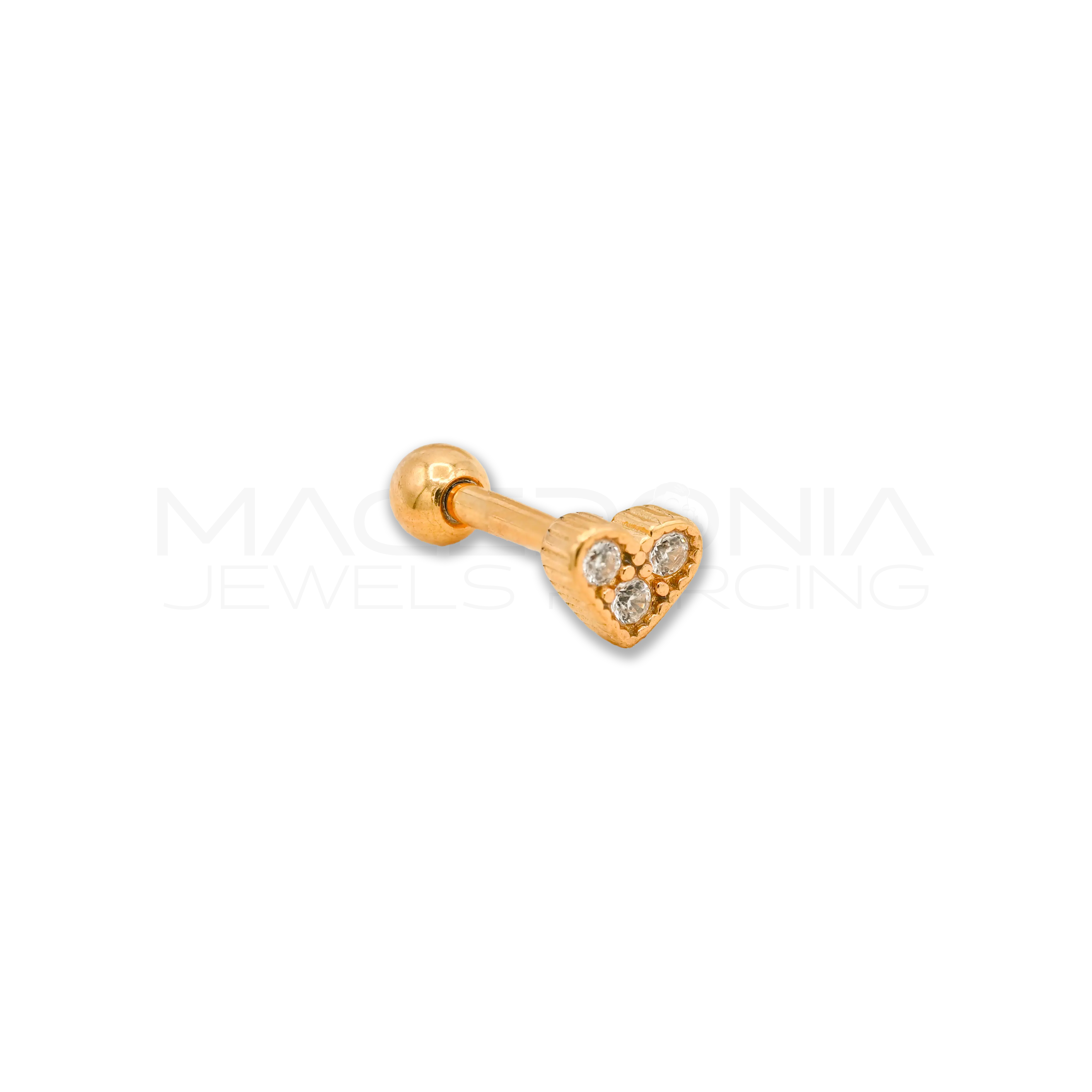 BARRETTA CUORE CON ZIRCONI INCASTONATI Macedonia Piercing