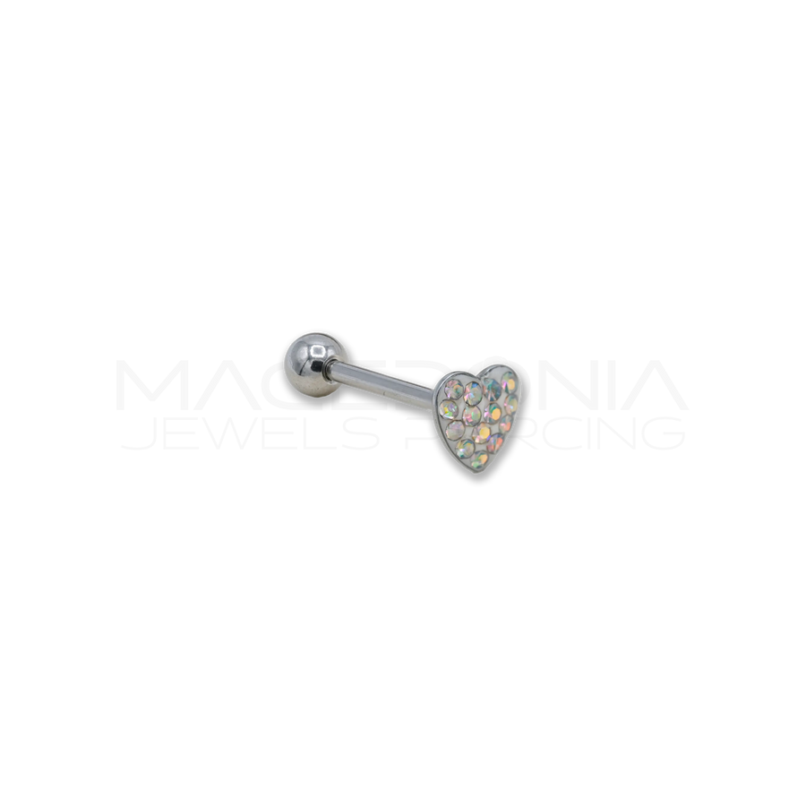 Barbell in Acciaio Chirurgico 316L con Base a Cuore Glitterato