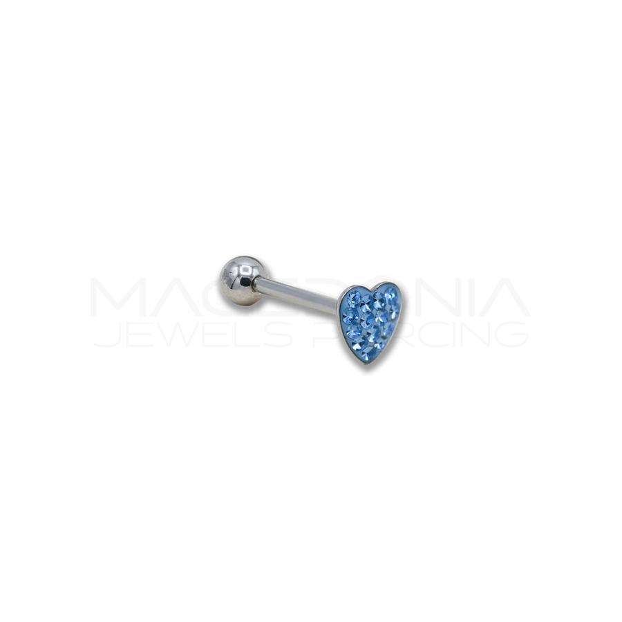 Barbell in Acciaio Chirurgico 316L con Base a Cuore Glitterato