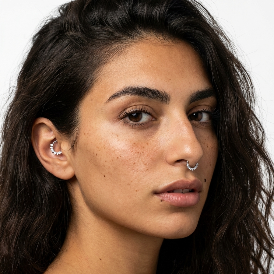 Piercing con zirconi e puntine in Titanio G23 - Piercing per Lobo, helix, daith, septum