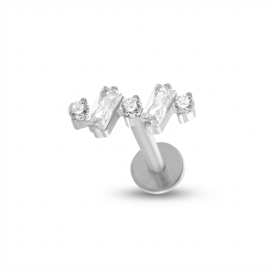 Piercing con zirconi in Titanio G23- Piercing per Lobo, helix, forward helix, conch, flat, tragus