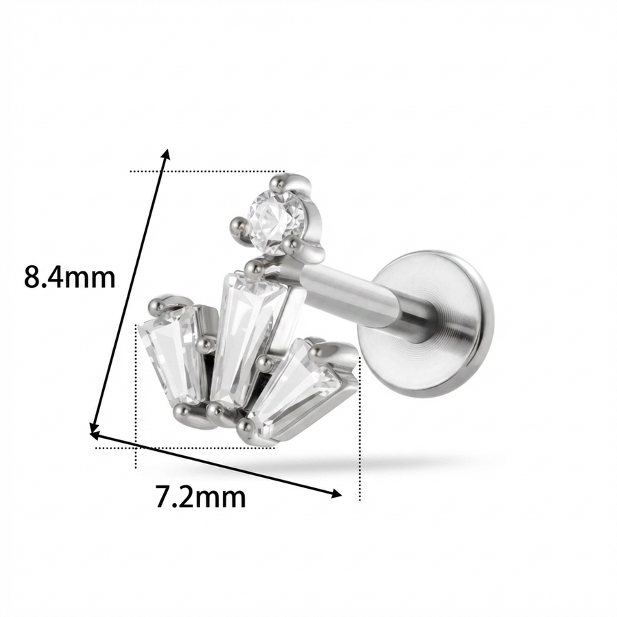 Barretta con zirconi in Acciaio Chirurgico 316L - Piercing per orecchio