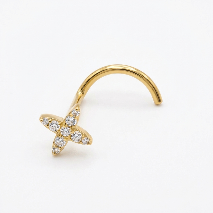 Piercing con fiore di zircone in Titanio G23- Piercing per naso
